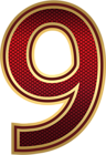 Red and Gold Number Nine PNG Image