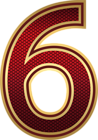 Red and Gold Number Six PNG Image