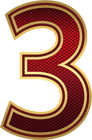 Red and Gold Number Three PNG Image