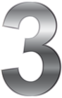 Silver Number Three PNG Transparent Clip Art Image