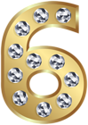 Six Gold Number PNG Clip Art Image