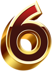 Six Gold Red Number PNG Clip Art
