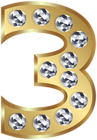 Three Gold Number PNG Clip Art Image