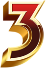 Three Gold Red Number PNG Clip Art