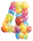 Transparent Four Number of Balloons PNG Clipart Image