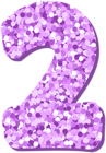 Two 2 Number Violet Glitter PNG Clipart