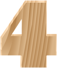 Wooden Number Four Transparent PNG Clip Art Image