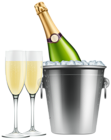Champagne in Ice and Glasses PNG Clip Art Image