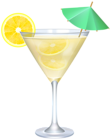 Cocktail with Lemon and Umbrella PNG Clip Art Image