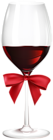 Glass Red Wine with Bow Clip Art Image