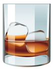 Glass with Whiskey and Ice PNG Vector Clipart