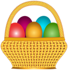 Basket with Easter Eggs PNG Clip Art Image