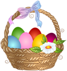 Basket with Easter Eggs Transparent Image