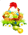 Beautiful Easter Basket with Red Ribbon