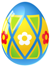 Blue Easter Egg with Flowers PNG Picture