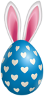 Blue Easter Egg with Hearts and Ears PNG Clipart