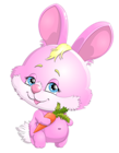 Cute Pink Bunny with Carrot PNG Clipart Picture