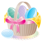 Delicate Basket with Easter Eggs PNG Clipart