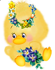 Duck with Flowers Clipart