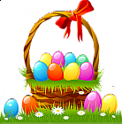 Easter Basket with Eggs and Grass