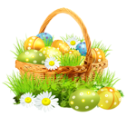 Easter Basket with Eggsand Daisies PNG Clipart Picture