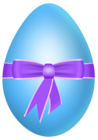 Easter Blue Egg with Purple Bow PNG Clipart Picture