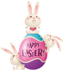 Easter Bunnies and Egg PNG Clipart Image