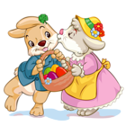 Easter Bunnies with Egg Basket PNG Clipart