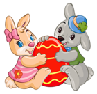 Easter Bunnies with Red Egg PNG Clipart