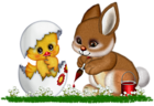 Easter Bunny and Chicken Clipart