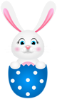 Easter Bunny on Blue Egg PNG Clipart