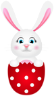 Easter Bunny on Red Egg PNG Clipart