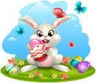 Easter Bunny with Eggs PNG Clipart Image