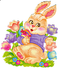 Easter Bunny with Flowers Clipart