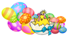 Easter Chicken with Eggs Transparent PNG Clipart