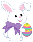 Easter Cute Bunny with Purple Bow Transparent PNG Clipart