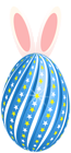 Easter Egg with Rabbit Ears Blue Clipart Image