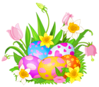 Easter Eggs and Flowers PNG Clipart Picture