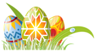 Easter Eggs with Grass Decoration PNG Clipart