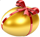 Easter Large Gold Egg with Red Ribbon