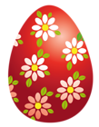 Easter Red Egg with Flowers PNG Clipart Picture