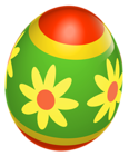 Easter Red and Green Egg with Flowers PNG Picture
