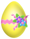 Easter Yellow Egg with Flower Decoration PNG Clipart Picture
