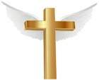 Gold Cross with Angel Wings PNG Clip Art Image