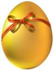 Gold Easter Egg with Red Bow PNG Clipart