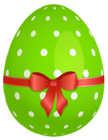 Green Dotted Easter Egg with Red Bow PNG Clipart