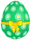 Green Easter Egg with Flowers and Yellow Bow PNG Picture