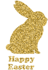 Happy Easter Gold Bunny Transparent Image
