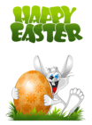 Happy Easter with Bunny Transparent PNG Clipart