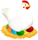 Hen with Easter Eggs PNG Transparent Clipart